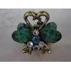 Generic small mini metal heart jeweled antique bronze hair claw clip (Primary color: Green), 1 Count (Pack of 1)