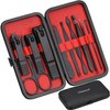 Glamne Manicure Set Nail Clippers Kit Professional Stainless Steel Nail Care Tools with Leather Travel Case 10 in 1 Black