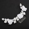 Teyglen Flower Bride Wedding Hair Comb Flower Hair Comb Decorative Hair Accessories Floral Flower Headpiece White Flower Headband Hair Piece for Women Bride Girls