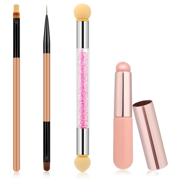 Abeillo 4Pcs Ombre Nail Brush, Nail Brushes Set for Gel Nails, Gradient Nail Sponges Pen, Nail Liner Brushes, Nails Art Brushes for Nail DIY Manicure Tools