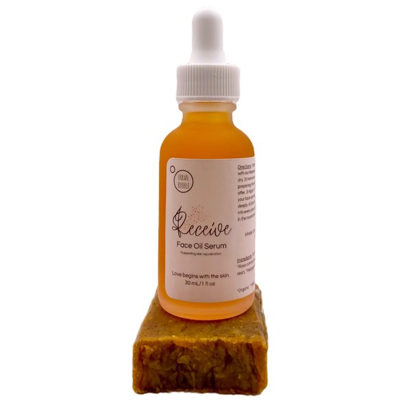 Urban Bubble Receive Face Duo: Clean, Vegan, Cold-Pressed Rejuvenating Facial Bar & Serum with Rosehip, Geranium and Somali Myrrh is firming, regenerating, collagen-boosting, blemish-fading, emollient