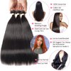 LUXEDIVA 20 22 24 inch 3 Bundles Hair Extensions, Straight Weave Brazilian Hair Bundles, 100% Unprocessed Virgin Brazilian Human Hair, Natural Black Color Bundles