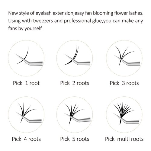 EMEDA Easy Fan Lash Extensions Volume Lash Extensions 03 05 07 C/D Curl 8-25mm Eyelash Extensions (0.07 C Curl 8-15mm Mix Tray)