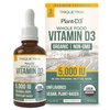 Plant-D3 Organic Vitamin D3 5000 IU - Vegan, Max Strength Sublingual Liquid D3 Drops - 200% Higher Absorption - 100% Plant-Based Cholecalciferol Form - Adjustable Dosing for All Ages (1oz Liquid)