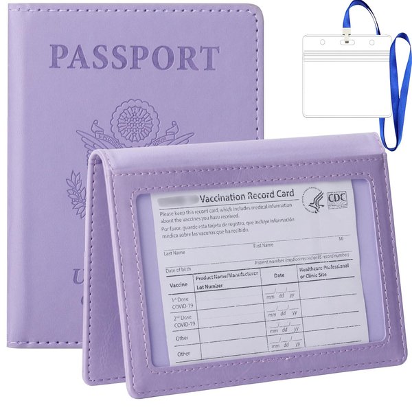 TIGARI Passport Holder Women Men, Travel Essentials Passport Wallet, Travel Must Haves Passport and Vaccine Card Holder Combo, PU Leather Passport Cover Protector Travel Accessories