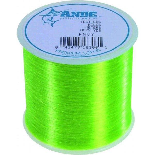 Ande A18-8GE Premium Monofilament Fishing Line 1/8-Pound Spool, 8-Pound Test, Bright Green Finish
