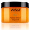 Avani Natural Mineral Body Scrub - Dead Sea Salt, Vitamin E, Jojoba, Sunflower, Sweet Almond - Exfoliating Formula for All Skin Types - Milk/Honey