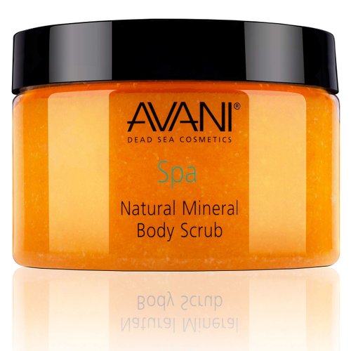 Avani Natural Mineral Body Scrub - Dead Sea Salt, Vitamin E, Jojoba, Sunflower, Sweet Almond - Exfoliating Formula for All Skin Types - Milk/Honey