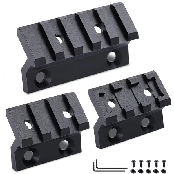 Bontok 45 Degree Offset Rail Mount, 3-3-5 Slots Aluminum Offset Side Light Optic Sight Picatinny Rail Mount (3 Pack)