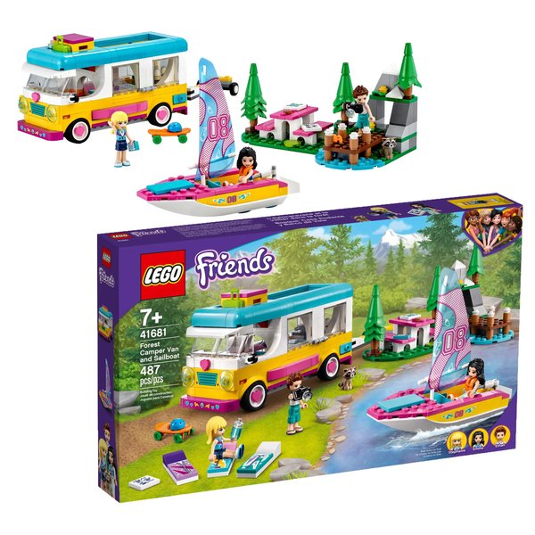 LEGO Friends 41681 Forest Camper Van and Sailboat (487 Pieces)