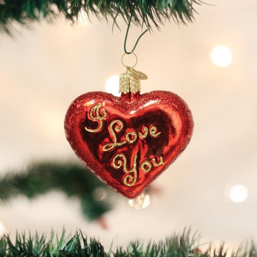 Old World Christmas Ornaments I Love You Heart Glass Blown Ornaments for Christmas Tree