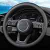 XHRING Car Steering Wheel Cover for Ford Fusion Mustang Bronco/Bronco Sport Ranger Maverick Edge Explorer Escape Focus Ecosport Transit Connect Fiesta Taurus Flex Accessories, Black Leather 14 1/2-15"