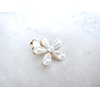Gold metal white pearl flower alligator hair clip fine thin hair