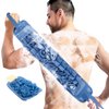 Soft Exfoliating Back and Body Scrubber Shower for Women Men.Back Cleaner and Bath Gloves with Soft Pouf and Loofah Surface.Durable.Easy Clean and Dry.(Light Blue)