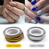 20 Pcs Glitter Gold Silver Nail Art Striping Tape Line Shiny Matte Nail Art Decoration Strips Self Adhesive Decals Strips DIY Nail 3D Tips Manicure Tools Rolls (1mm)