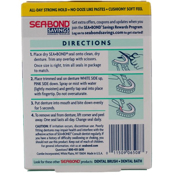Sea-Bond Denture Adhesive Wafers, Lowers, Fresh Mint 30 ct