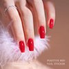 JMEOWIO Semi Cured Gel Nail Strips Bright Red Gel Nail Stickers Nail Supplies Nail Art Design Decoration Accessories