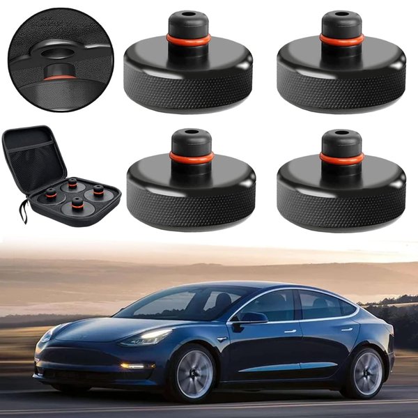 Lifting Jack Pad for Tesla Model 3/Y/S/X, 2016-2024 Upgraded Jack Rubber Pad Adapter Tool with Storage Box,Jack Pucks for Tesla Accessories Protects Battery & Chassis (4 PCS)