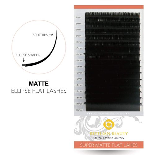 BEYELIAN Eyelash Extensions, Individual Lashes, 0.15mm D Curl 7-15mm Super Matte Classic Lash Extensions, Ellipse Flat Eyelash Extension, Mixed Tray for Professional Salon Use