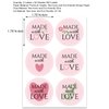 Lolocor 300pcs 1.75" Made with Love Round Gift Labels - Heart, Floral & Green Leaf Design, Eco-Friendly Glossy Stickers for Homemade Handmade DIY Gifts, Treats, Crafts, Beauty, Gift Decoration