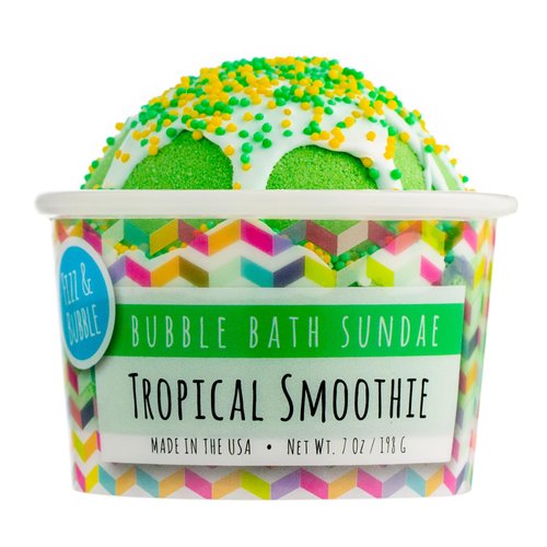 Fizz and Bubble, Bubble Bath Sundae, 7oz. (1-Pack) - Scented Bath Bomb, Moisturizing for Dry Skin, Soothing, Nourishing, Handmade Gift Ideas for Her (Tropical Smoothie)
