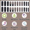 ANDGING Black Press on Nails Long Coffin, Fake Nails for Women with Matte Heart Design, Acrylic Glue on Nails, Square False Nails Press on, Reusable Stick on Nails for Wedding Christmas 24Pcs