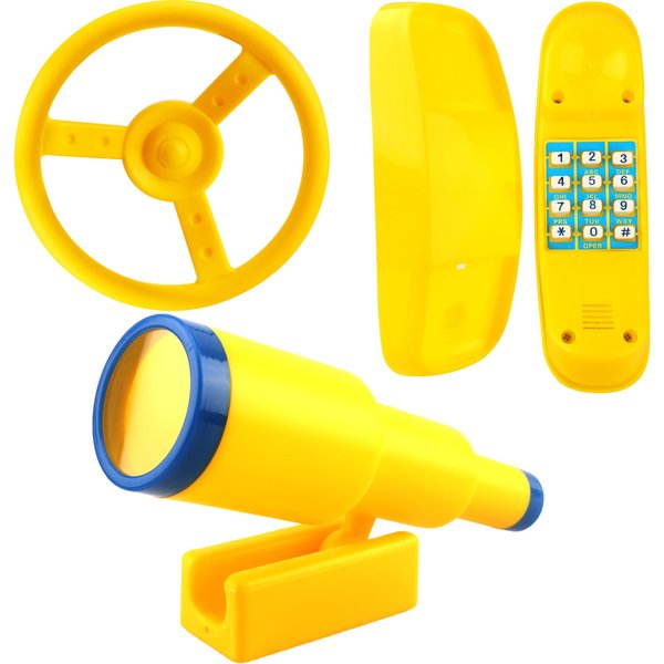 Restroma Playground Accessories Swingset Steering Wheel Plastic Telescope Telephone Swingset Phone Toy for Kids Outdoor Playground Backyard Treehouse