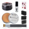 Mysense Fake Blood Nose and Scar Wax Kit SFX Make Up Special Effects Fake Molding Wound Skin Wax Halloween Stage Makeup with Caster Sealer Spatula Tatooes Stipple Sponges,3.5Oz(100g)