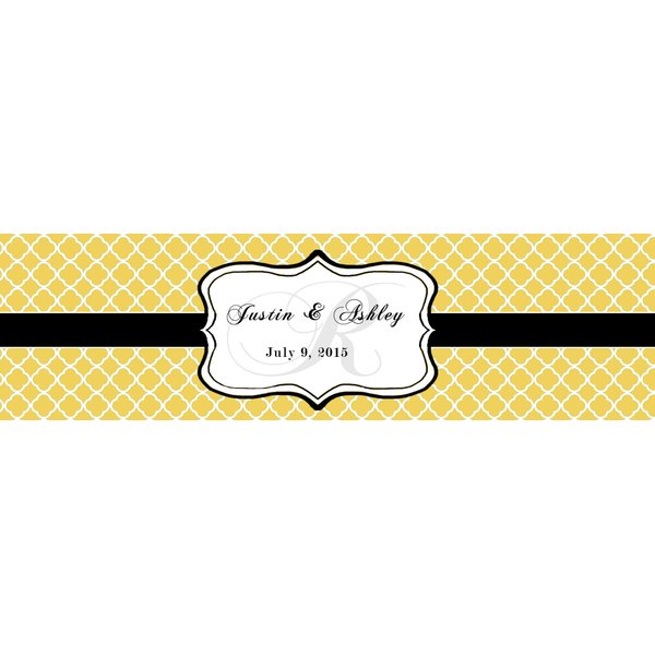100 Custard Monogram Wedding Water Bottle Labels Engagement Party 8"x2"