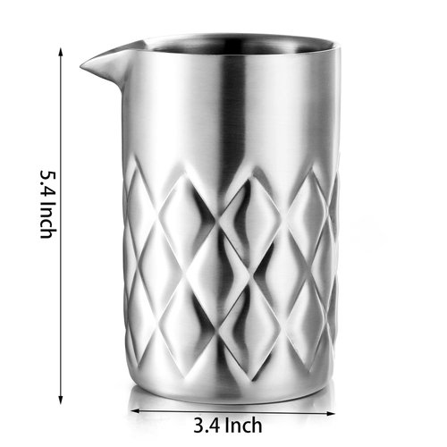 Nicunom Cocktail Mixing Glass, 18 Oz Stainless Steel Martini Stirring Glass, Double Walled Bar Mixing Pitcher, Cocktail Beaker, Seamless Glass Shaker With Weighted Bottom, Mixing Glass for Bartenders