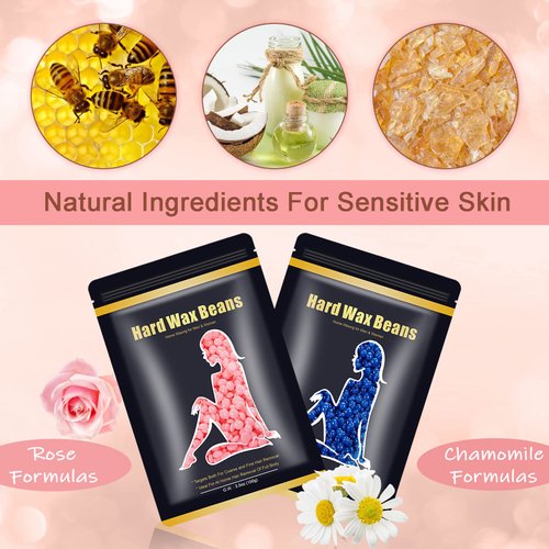 Waxing kit for women - Yovanpur Mini Waxing Kit Wax Warmer for Hair Removal, Portable Hard Wax Kit with 14oz Hard Wax Beads, Brazilian Bikini Wax Kit for Face Armpit Eyebrow at Home