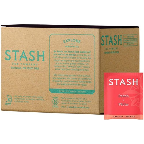 Stash Tea Peach Black Tea, Box of 100 Tea Bags (Packaging May Vary)