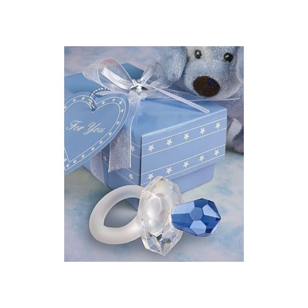 <em>Choice Crystal</em> blue pacifier favors by Fashioncraft