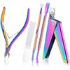 Acrylic Nail Clippers 5 in 1 Kit with Glass Nail File, Cuticle Trimmer Nipper and Cuticle Pusher Nail Gel Polish Remover, Stainless Steel Professional Manicure Pedicure Tools for Finger Toe Nails