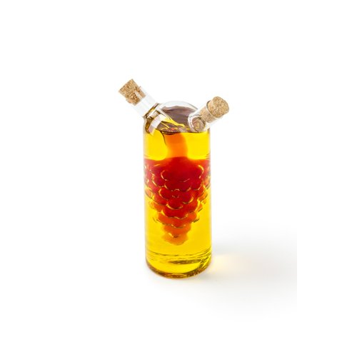 Fox Run 7050 Run Grape Motif Oil and Vinegar Cruet Dispenser Bottle, Clear Borosilicate Glass