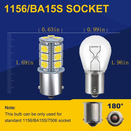 GIVEDOUA 1156 LED RV Bulb, 1003 BA15S 1141 7506 LED Replacement Light Bulbs for 12V RV Car Camper Trailer Interior Indoor Lights Backup light etc, Super Bright 5050 18-SMD 6000K White,（10pcs）