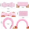 Chanaco Spa Headband and Wristband Set Skincare Headband Pink Puffy Makeup Headband Face Wash Headband Sponge Hair Band Wrist Bands for Washing Face Skin Care Teen Girl Gifts Trendy Stuff