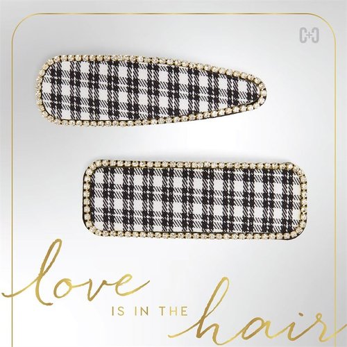 Coco + Carmen Suiting Hair Clips, White Plaid, Women Hair Fashion Accessories