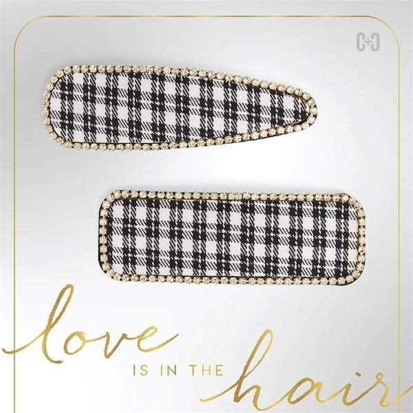 Coco + Carmen Suiting Hair Clips, White Plaid, Women Hair Fashion Accessories