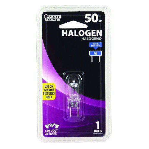 Feit Electric BPQ50/G8/RP 50-Watt T4 JCD Halogen Bulb with Bi-Pin Base, Clear, 3000K Soft White