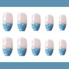 FULZTEY Coffin Press on Nails French Glossy Pink-Blue Cloud Full Cover Medium False Nails for Women Ballerina Nail Art DIY Acrylic Fake Nail Tips Stick on Nails 24Pcs