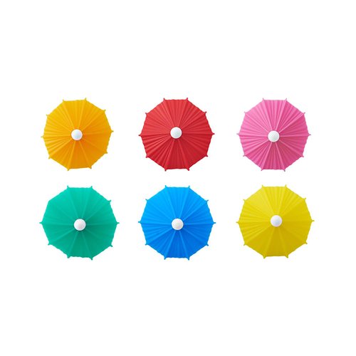 Genuine Fred MY TAI Umbrella Drink Markers, Set of 6, Colorful Silicone Umbrellas to Keep Track of Your Drink, Ideal for Hostess Gifts, Beach Houses, Bachelorette Parties, and White Elephant Parties