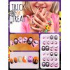 144PCS Halloween Short Press on Nails, False Nail Kids Full Cover Fake Nails Artificial Nail Tips Short False Fingernails for Girls Gift Nail Art Decoration