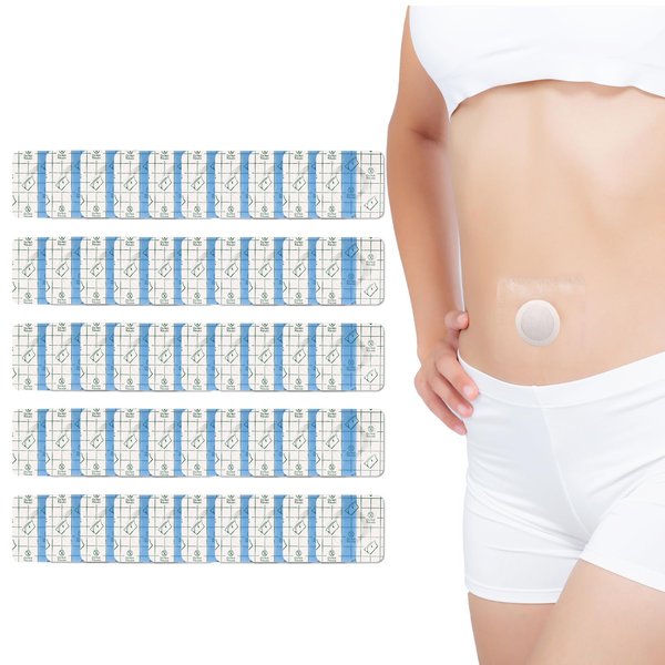 50pcs Disposable PU Film Castor Oil Pack Wrap for Belly Button Cover, Highly Absorbent Self-Adhesive Organic Castor Oil Wrap Pads for Stomach Clear No Wash Patches, Anti-Seepage (Oils Not Included)