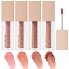 4 Pcs Hydrating Lip Gloss, REEF/AMBER/STONE/TOPAZ High Moisturizing Oil Tint with Hyaluronic Acid, High Shine for Plumper Looking Lips (#B)