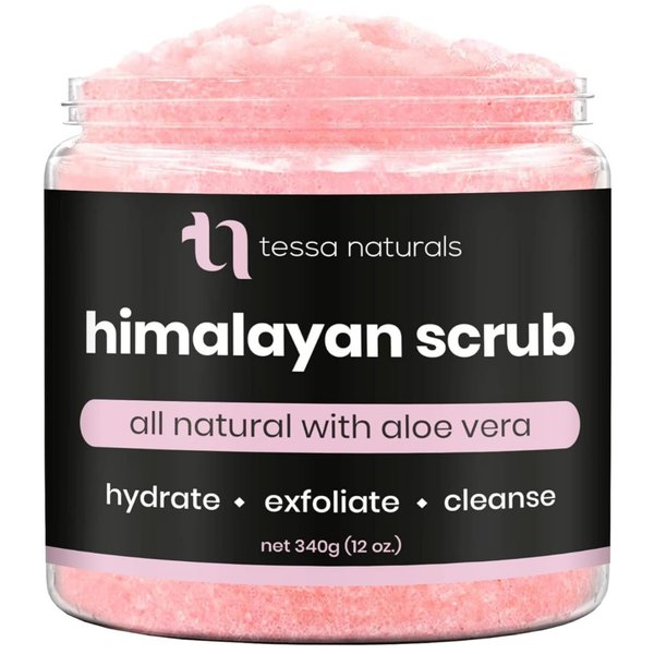 Himalayan Salt Scrub Body Exfoliator with Aloe Vera - All Natural Pink Himalayan Body Scrub & Moisturizer for Women & Men - Exfoliating Body Scrub For Blackheads & Dead Skin