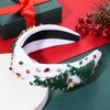 Christmas Tree Knotted Headband for Women Pearl Rhinestone Jewelry Christmas Tree Beaded Hairband Winter Holliday Wide Knot Headband Christmas Party Favors Gifts