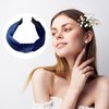 VOCOSTE Velvet Knotted Headbands, Hairband for Women, Navy Blue, 1.2 Inch Wide