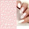 Flower Nail Art Stickers Decals 5D Flower Nail Stickers Floral Daisy Acrylic Embossed Nail Decals 6PCS Daisy Butterfly Floral Leaf White Spring Design Self-Adhesive Nail Sliders for Manicure Decor