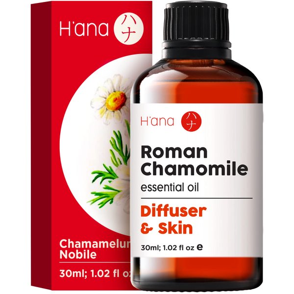 H'ana Roman Chamomile Essential Oil for Diffuser (1 fl oz) - Therapeutic Grade Essential Oils - Chamomile Oil for Skin & Hair